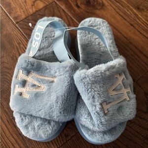 MLB Los Angeles Dodgers Blue Slingback Platform Slippers